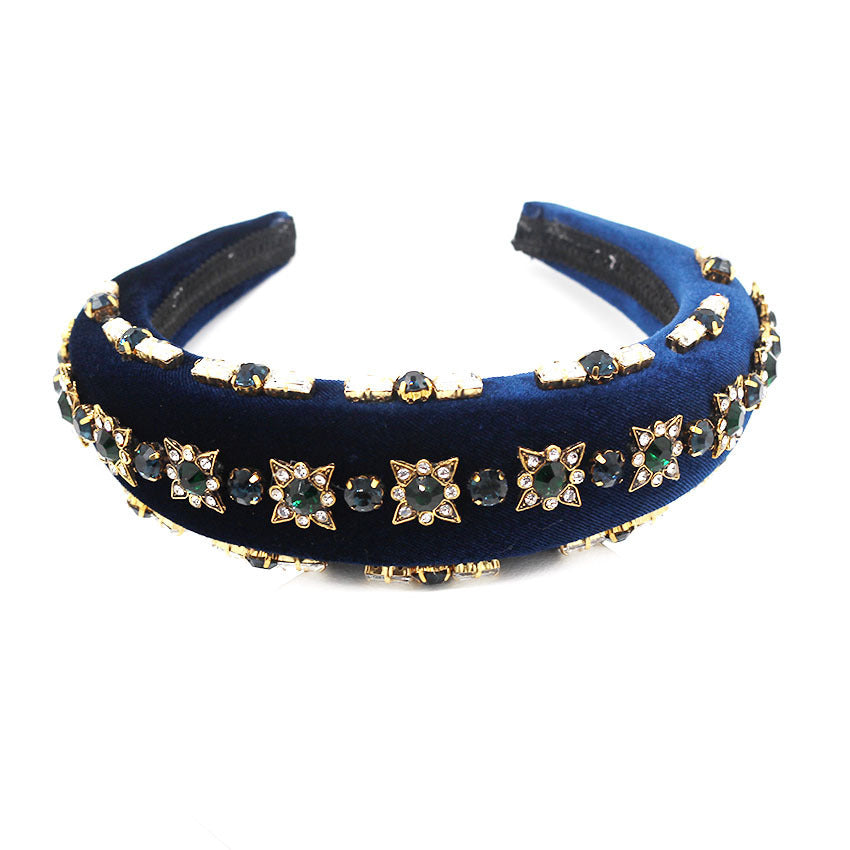 Pearl Diamond Geometric Rhinestone Flower Prom Headband