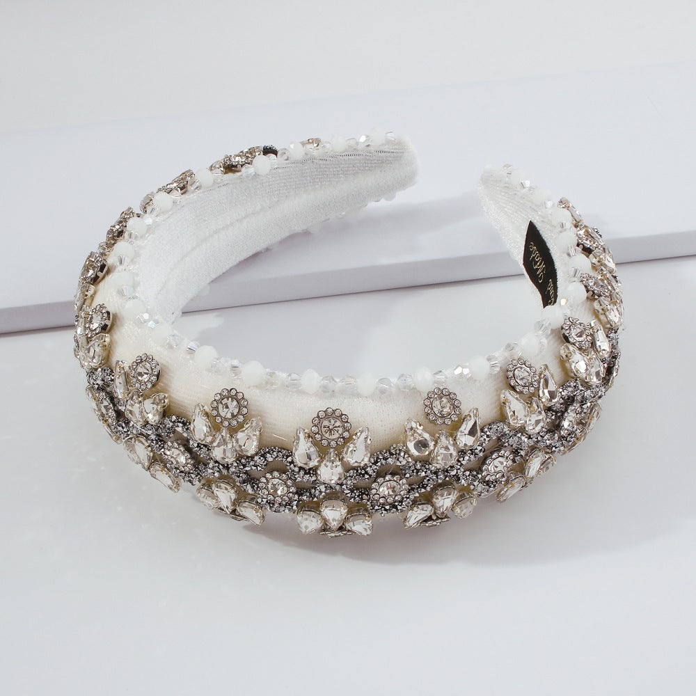 Baroque Style Diamond-studded Sponge Headband