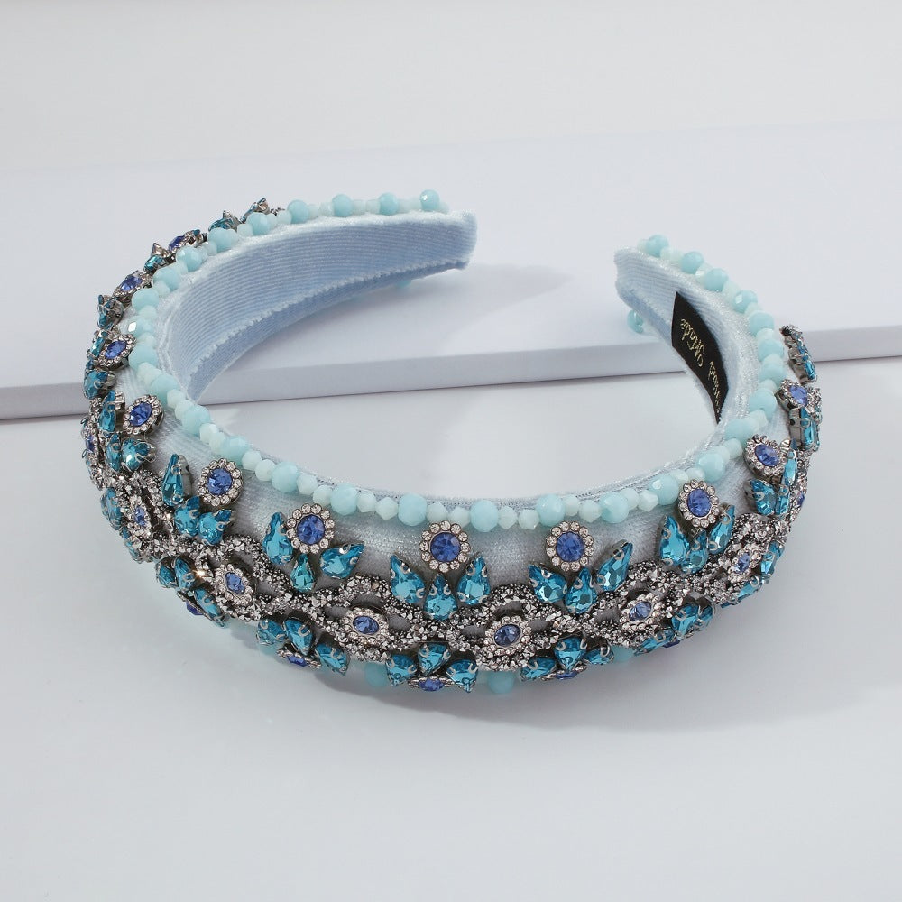Baroque Style Diamond-studded Sponge Headband
