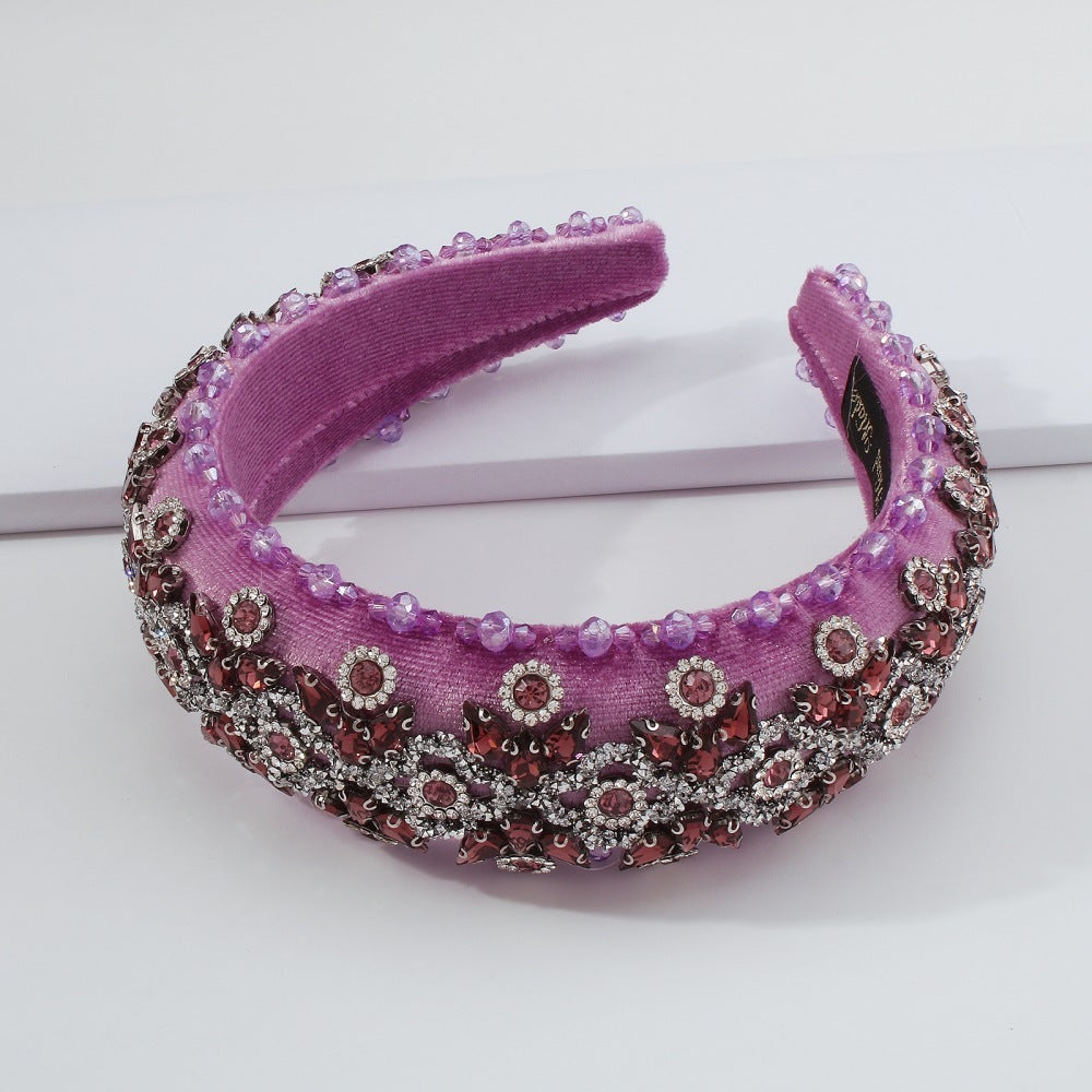 Baroque Style Diamond-studded Sponge Headband