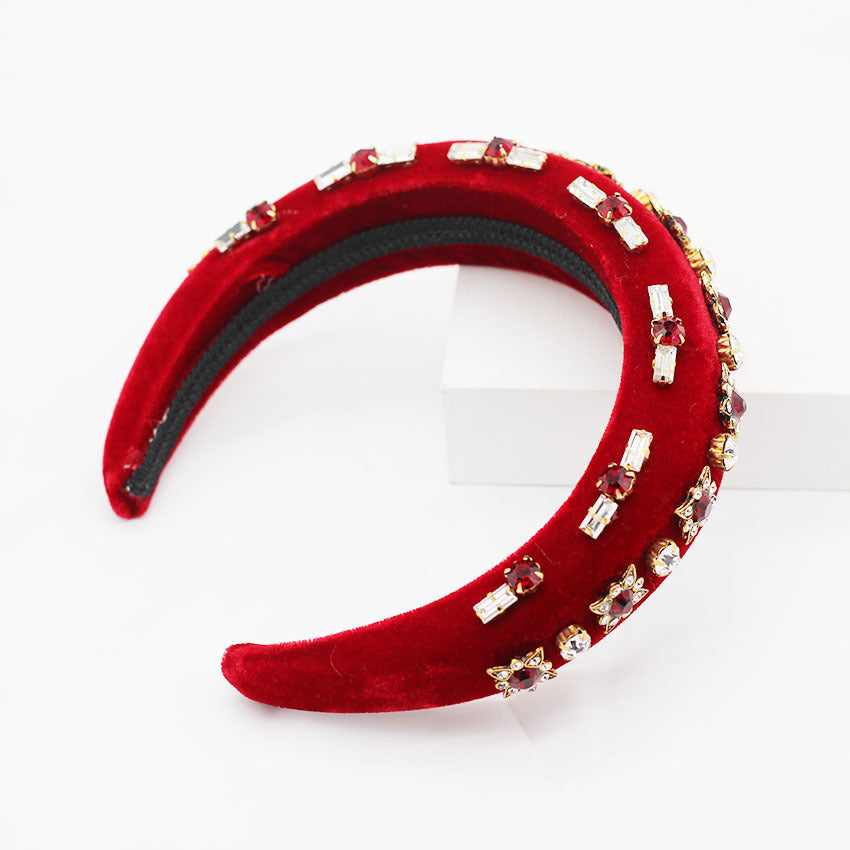 Pearl Diamond Geometric Rhinestone Flower Prom Headband